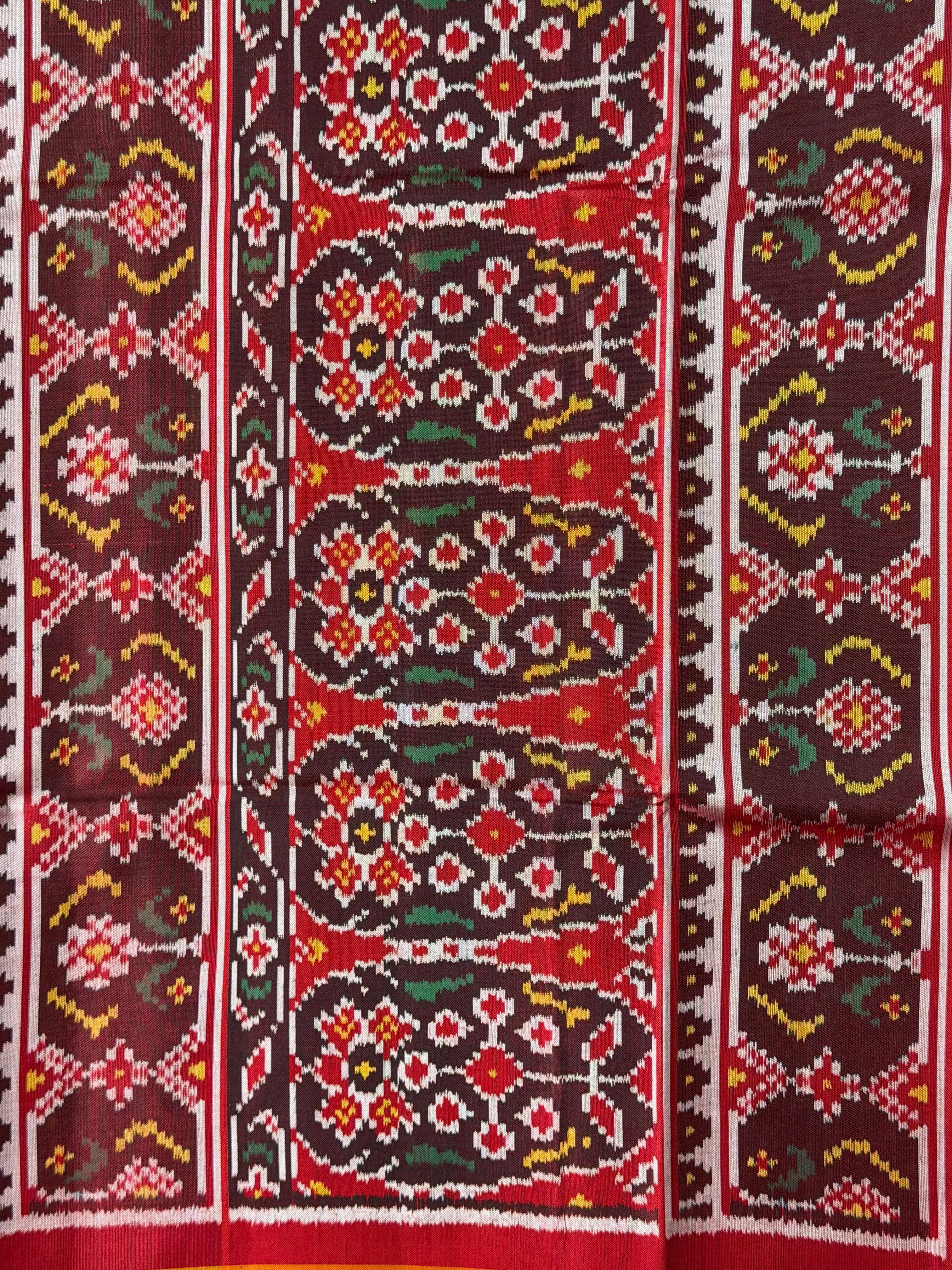 Navratna Manekchowk Traditional Design Handwoven Patola Silk Saree