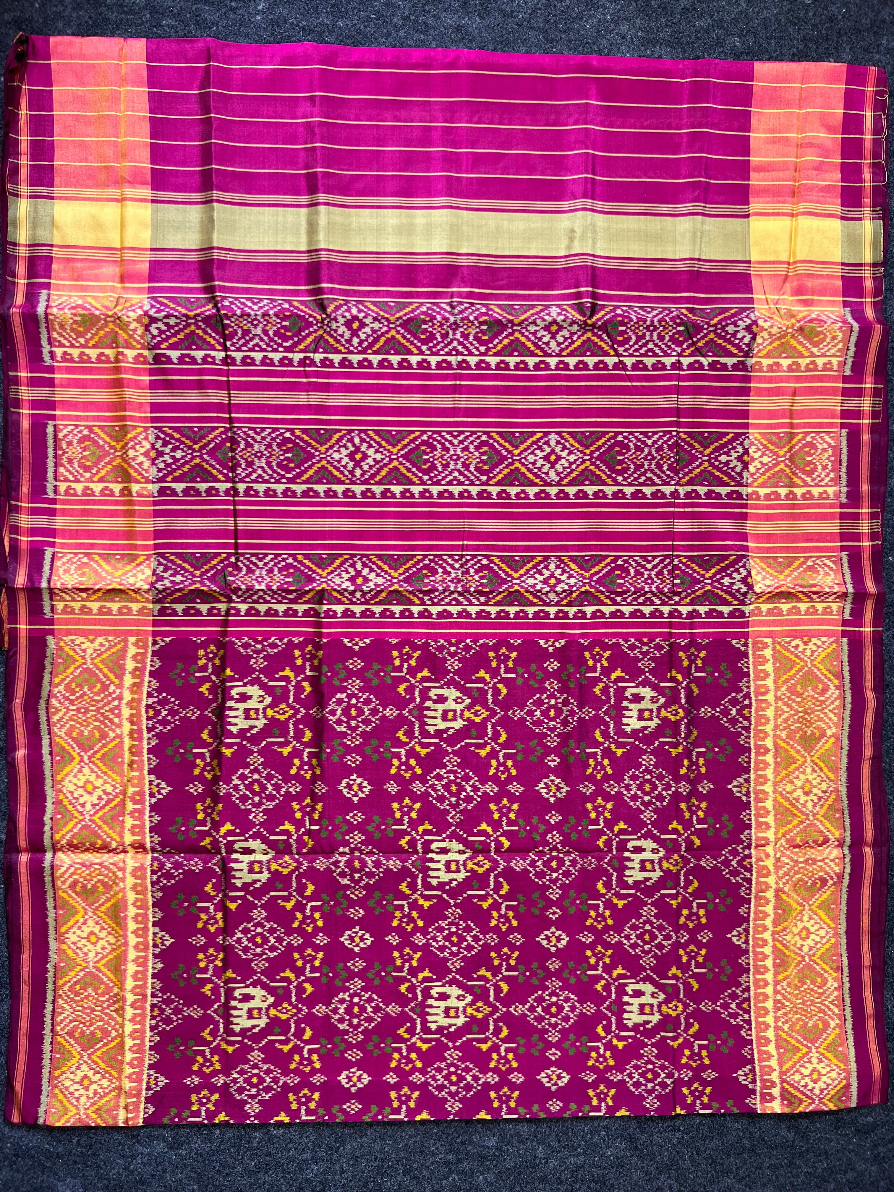 Navratna With Elephant Design Handwoven Patola Silk Saree Secondary image