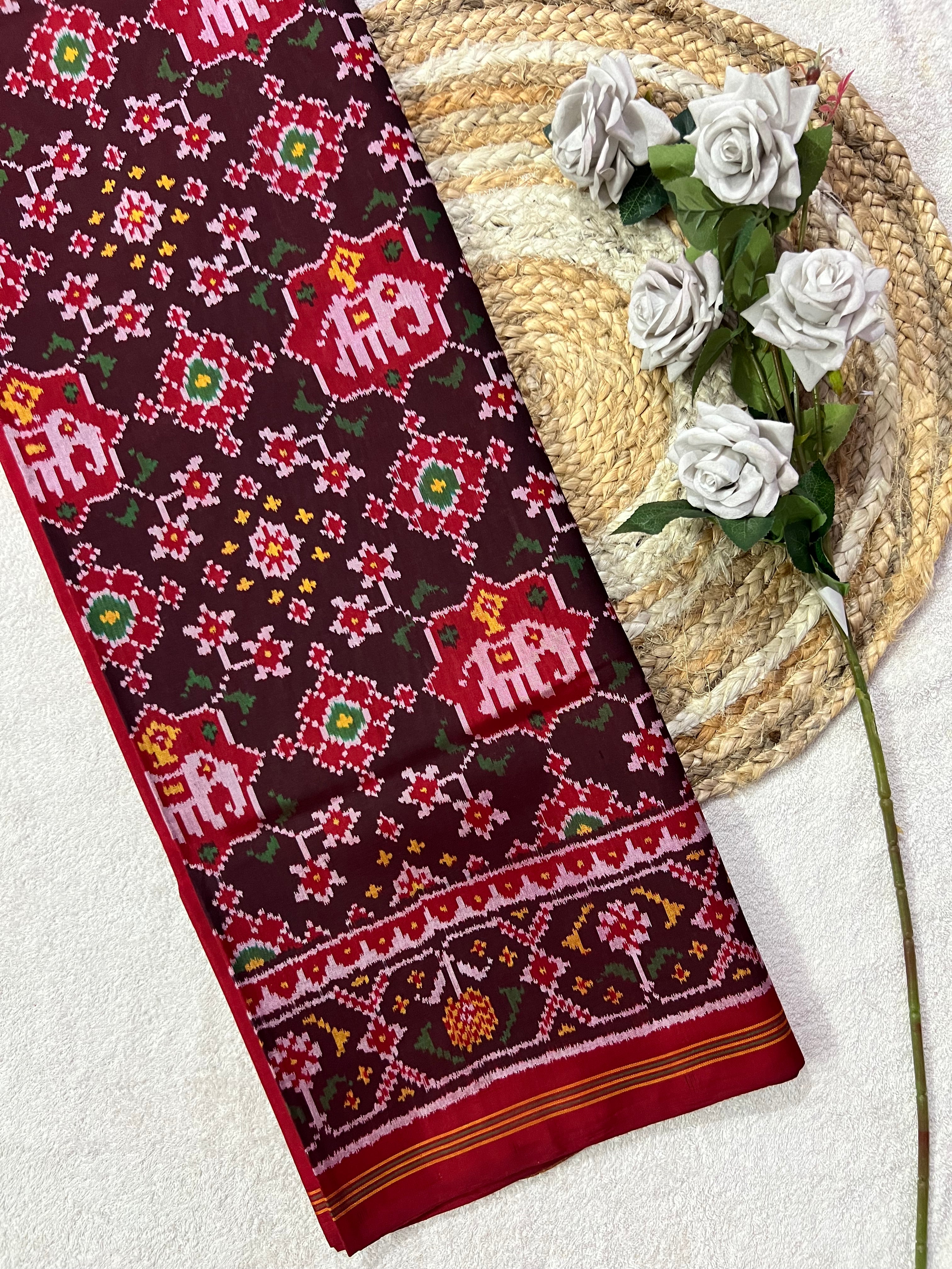 Elephant Design Handwoven Patola Silk Saree