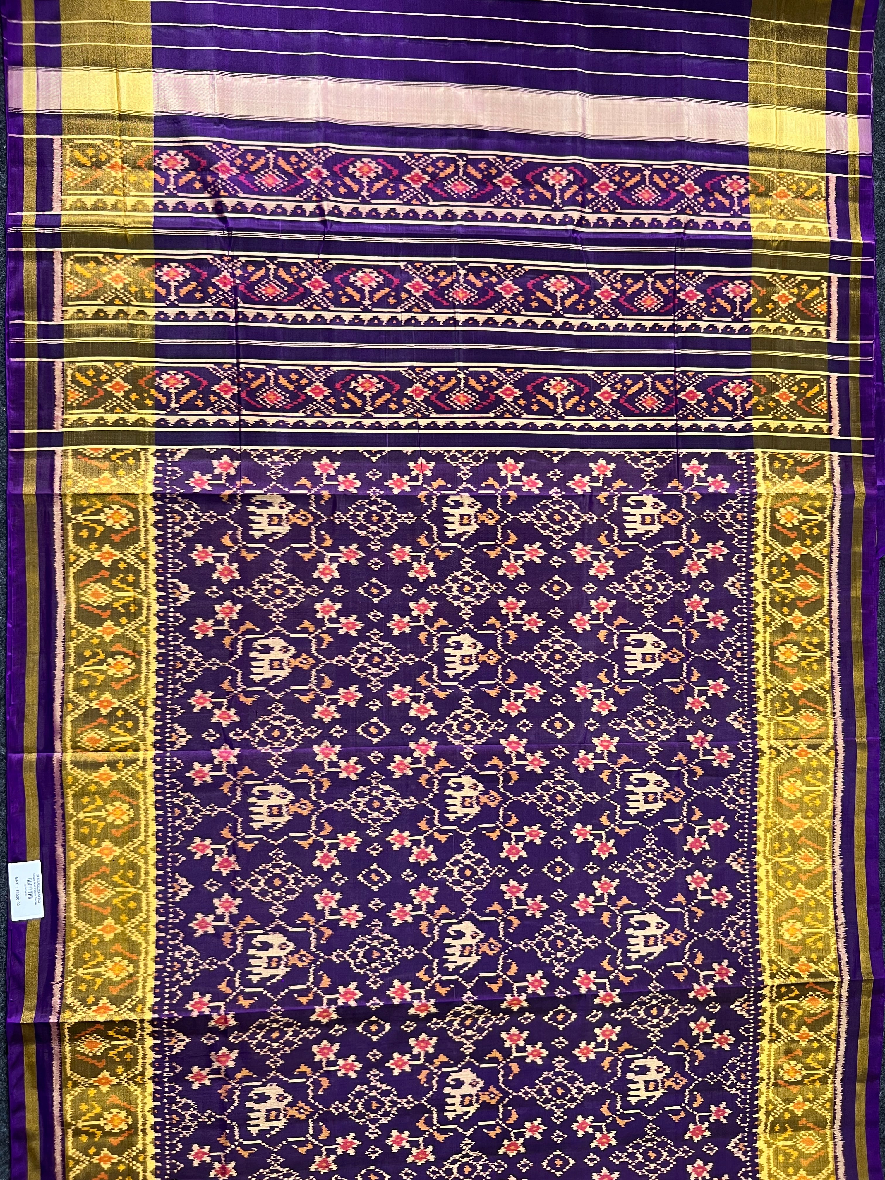 Purple Fusion Design Handwoven Patola Silk Saree