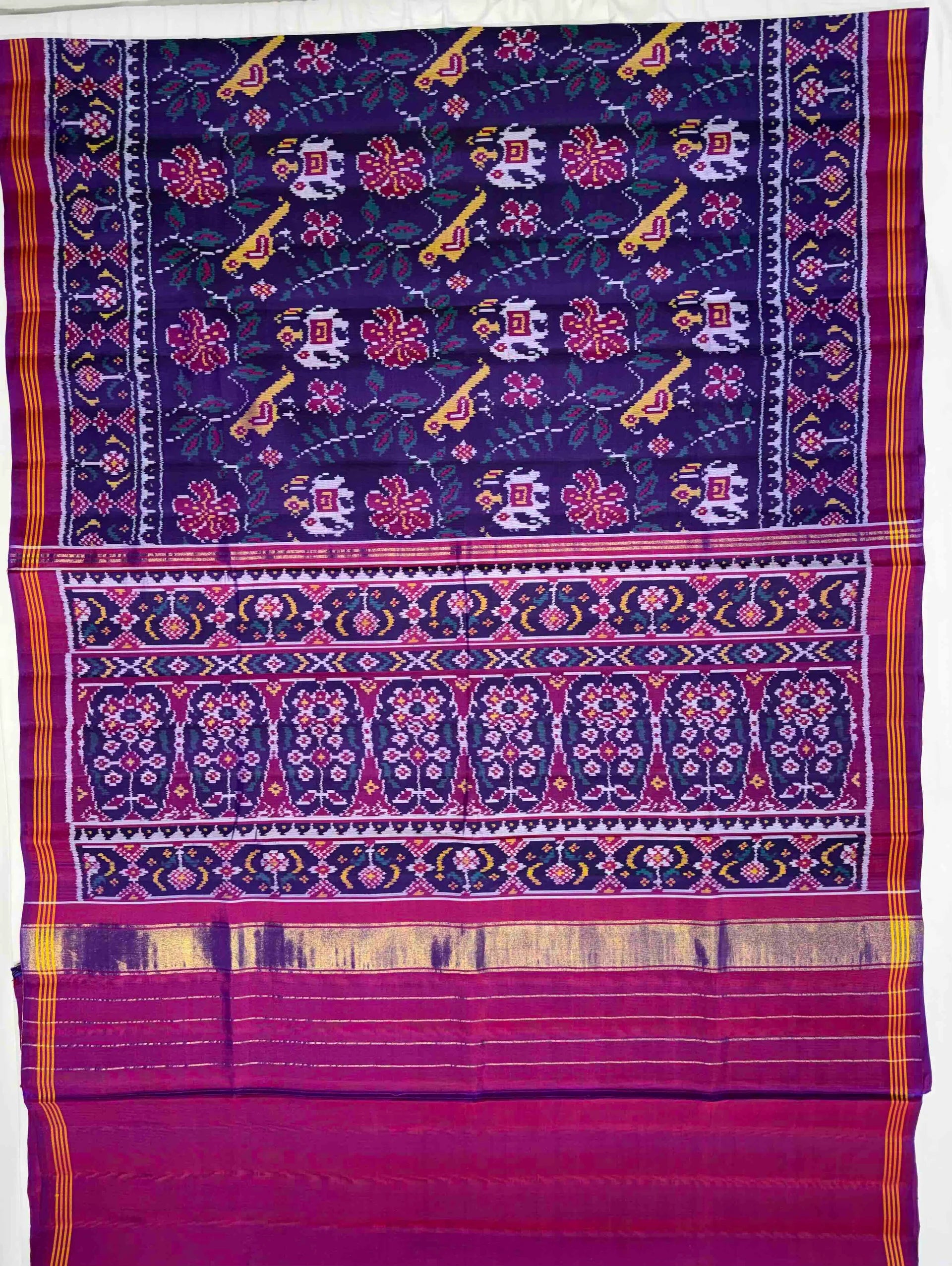 Purple color Motif Design Handwoven Patola Silk Saree Secondary image