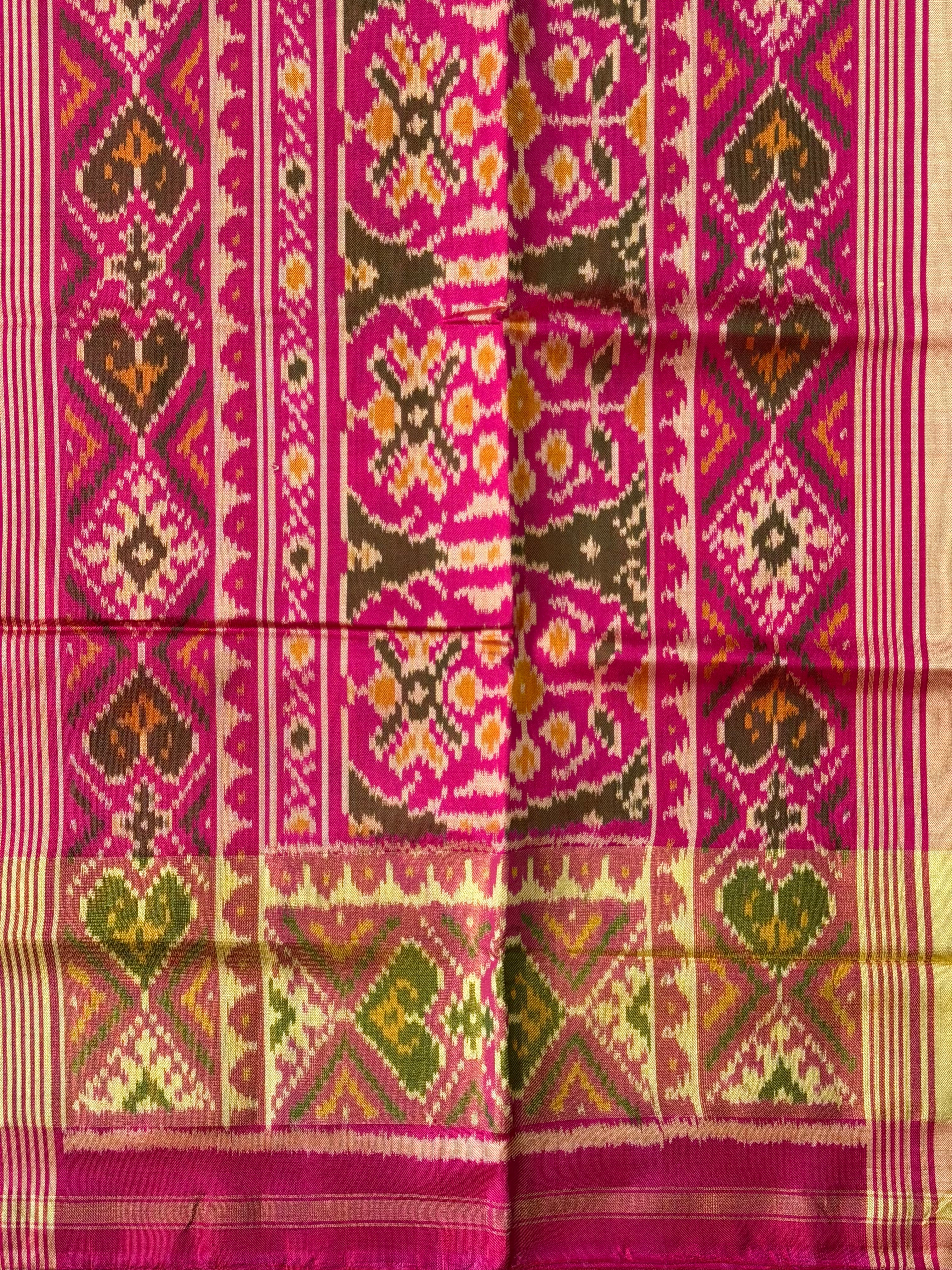 Baby pink navratna Handwoven Patola Silk Saree