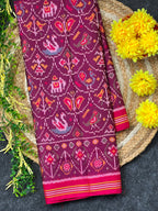 Purple Motif Design Handwoven Patola Silk Saree