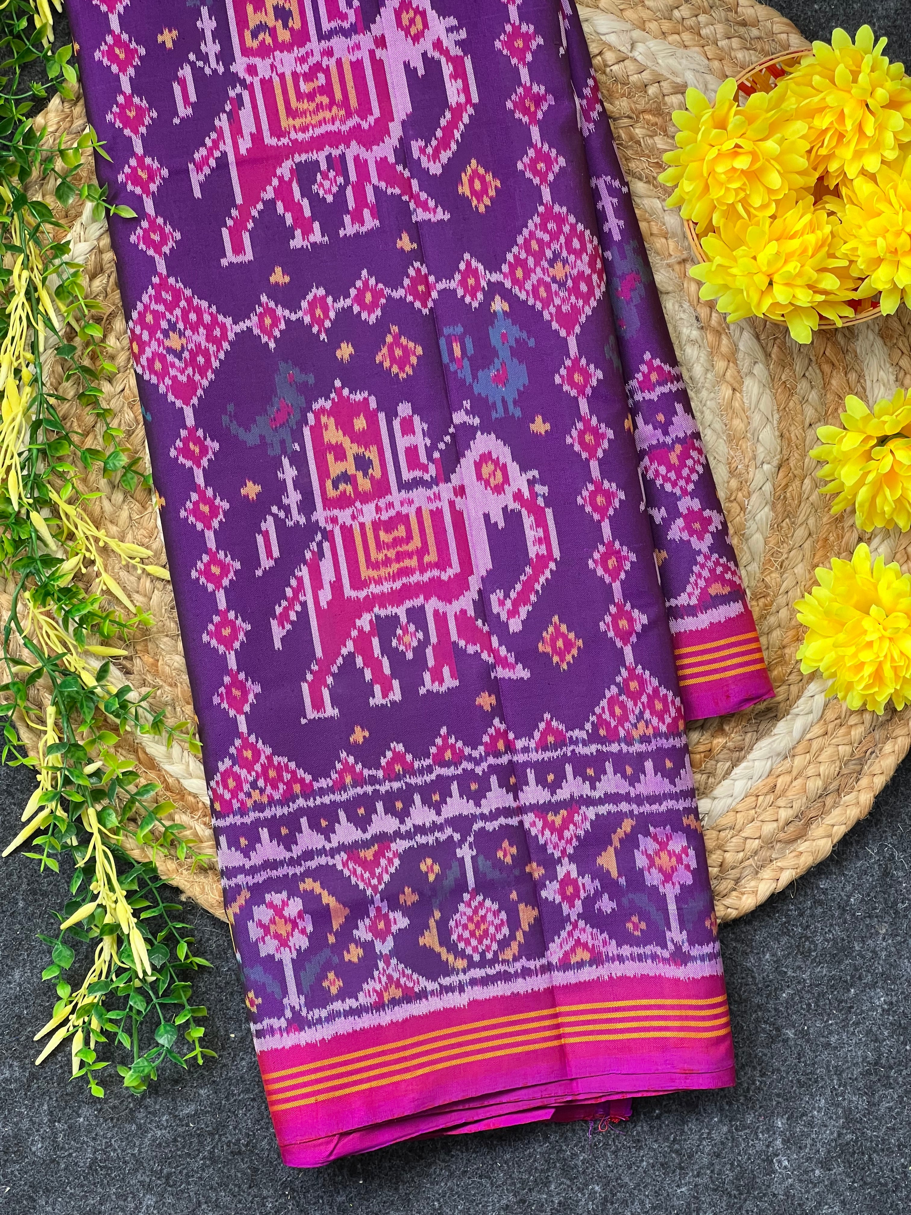 Elephant Motif Design Handwoven Patola Silk Saree
