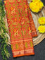Orange Traditional Design Handwoven Patola Silk Saree
