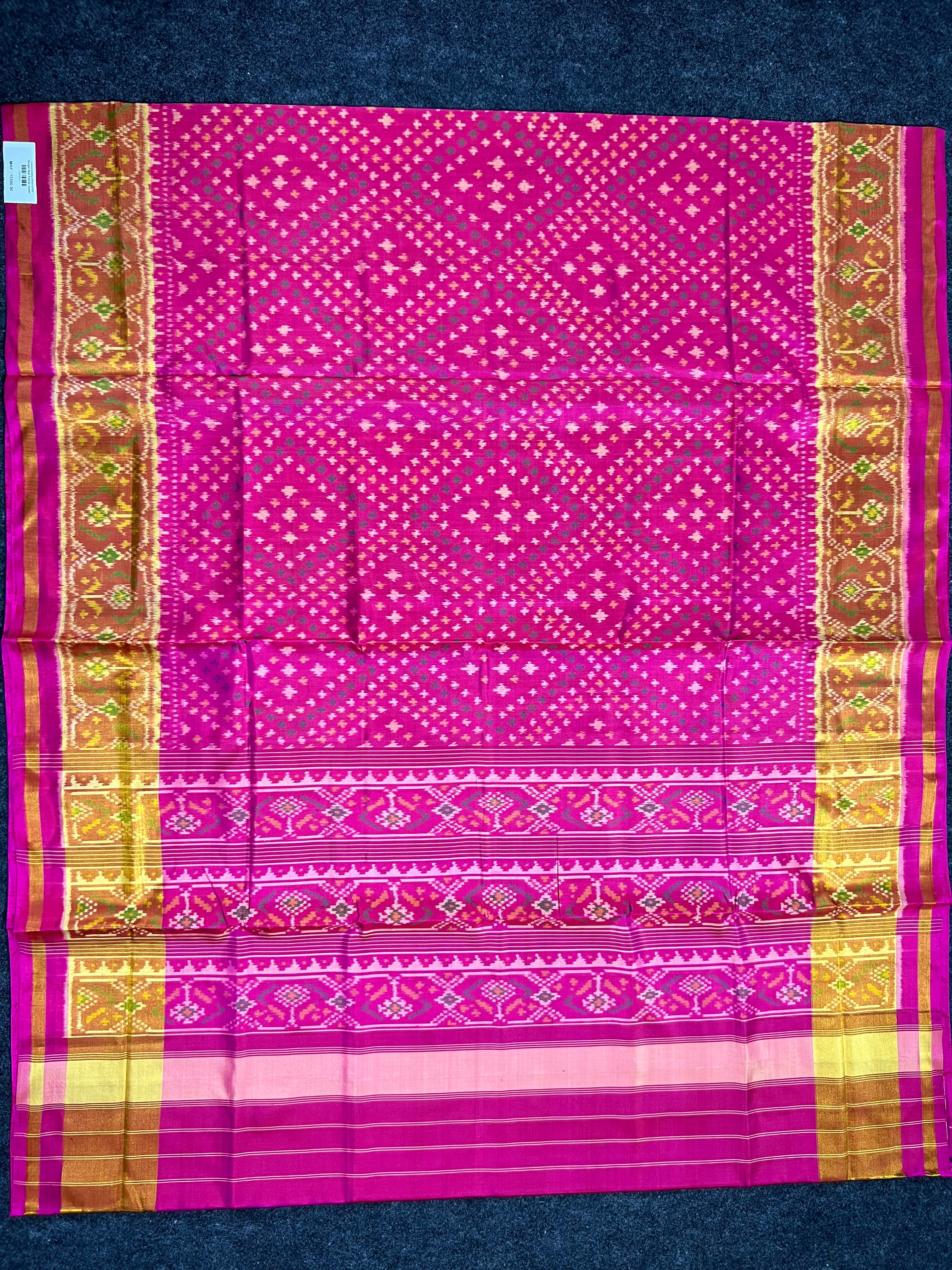 Pink Bandhni Design Handwoven Patola Silk Saree Secondary image