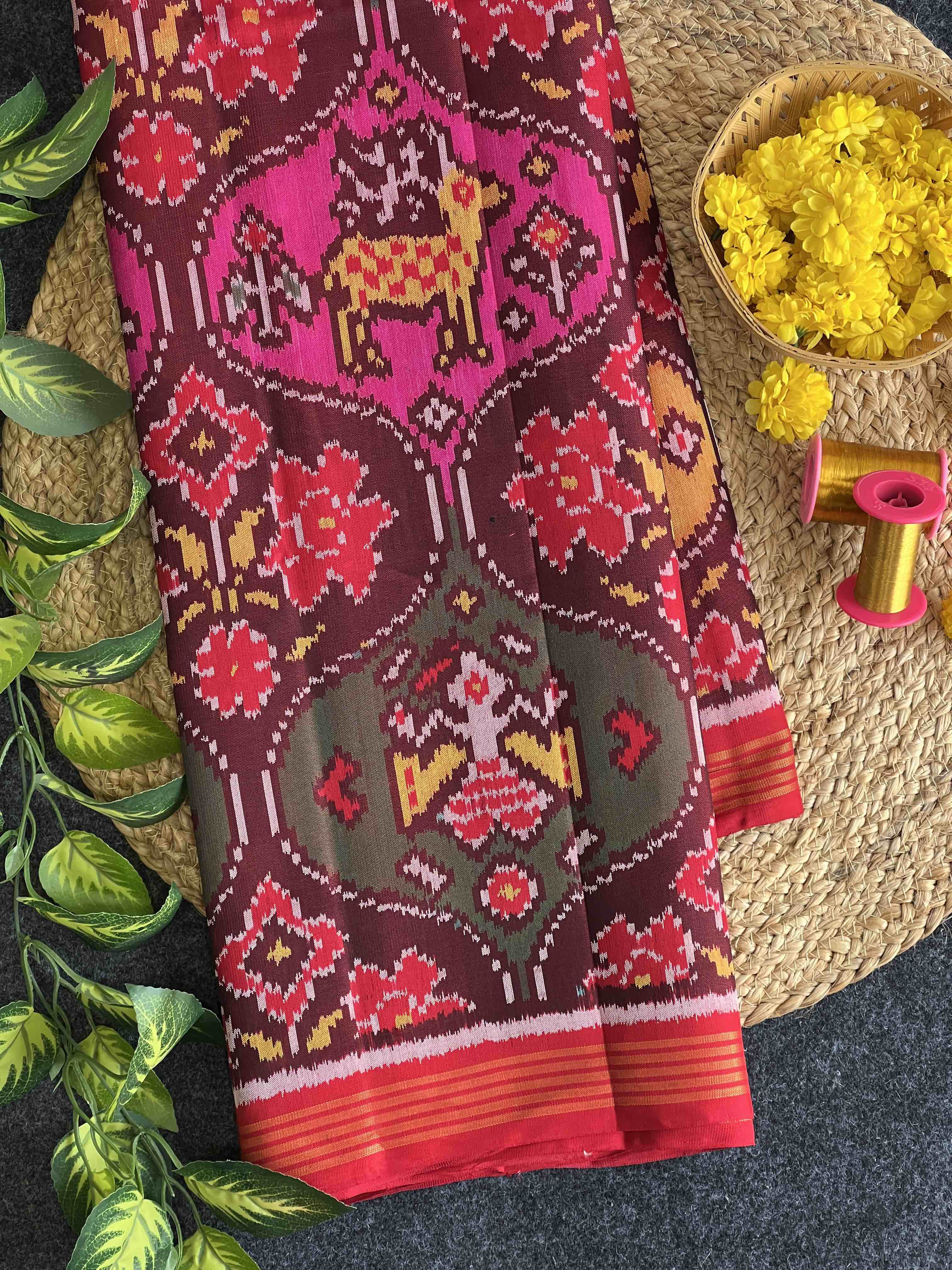 Multi Color Motifs Design Handwoven Patola Silk Saree