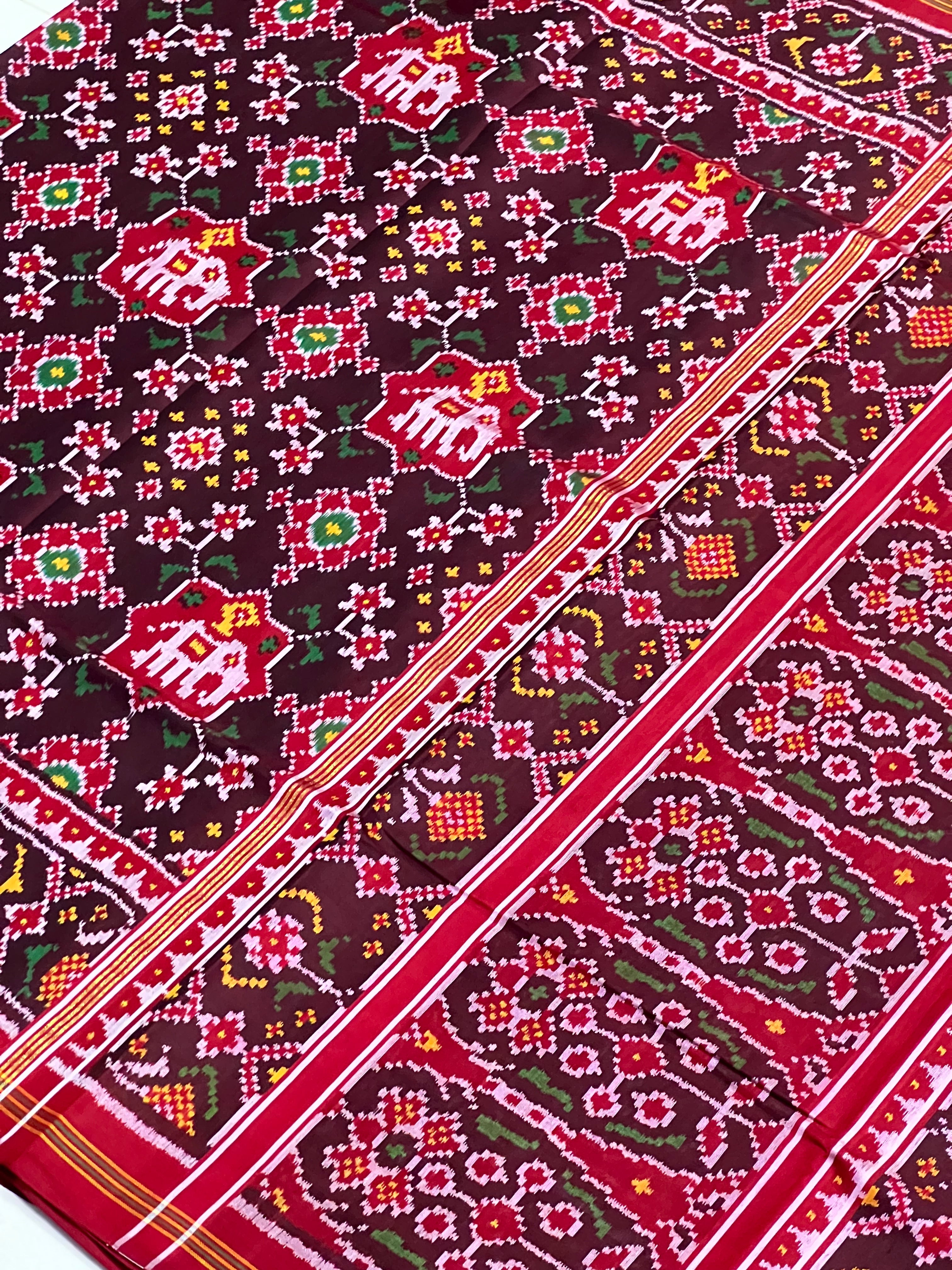 Elephant Design Handwoven Patola Silk Saree