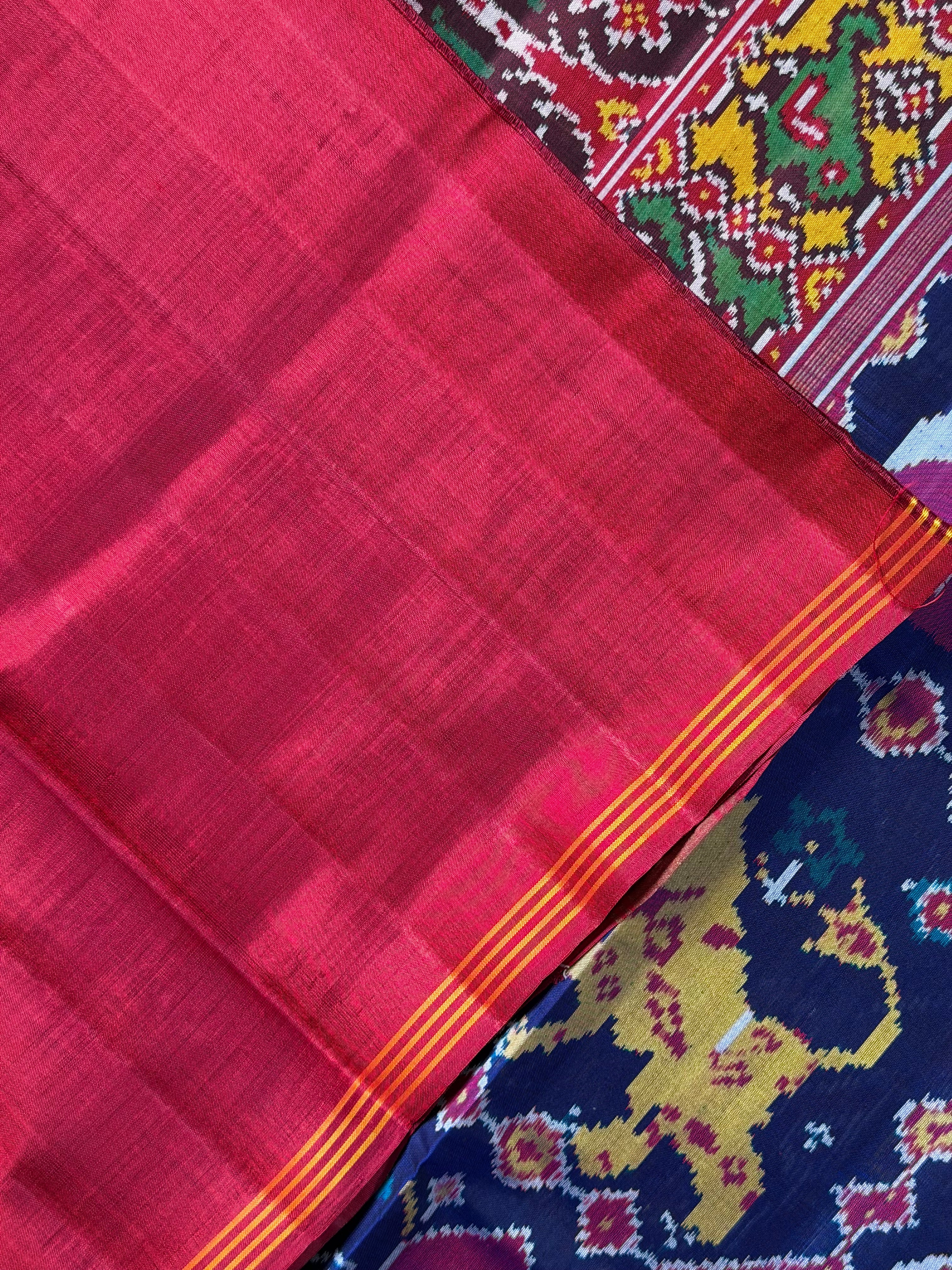 Big Cheetah And Elephant Design Handwoven Patola Silk Saree
