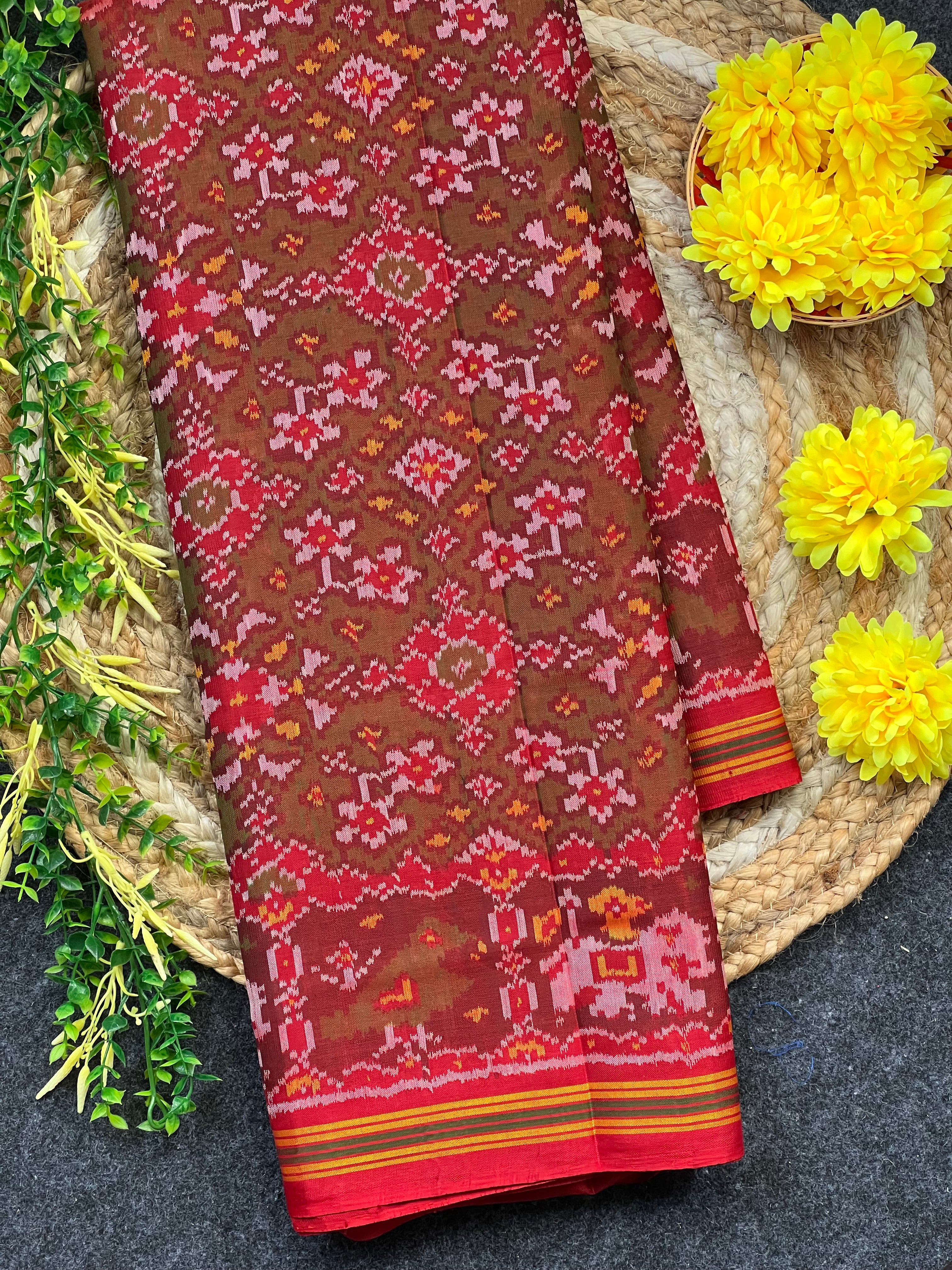 Shaded Color Navratna Design Handwoven Patola Silk Saree