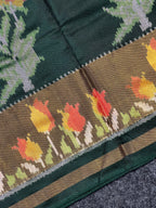Bottel Green Fancy Design Handwoven Patola Silk Saree
