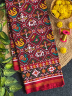 Narikunj Traditional Design Handwoven Double Ikat Patola Silk Saree