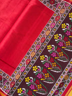 Plain Red Gala Border With Designer Blouse Handwoven Patola Silk Saree