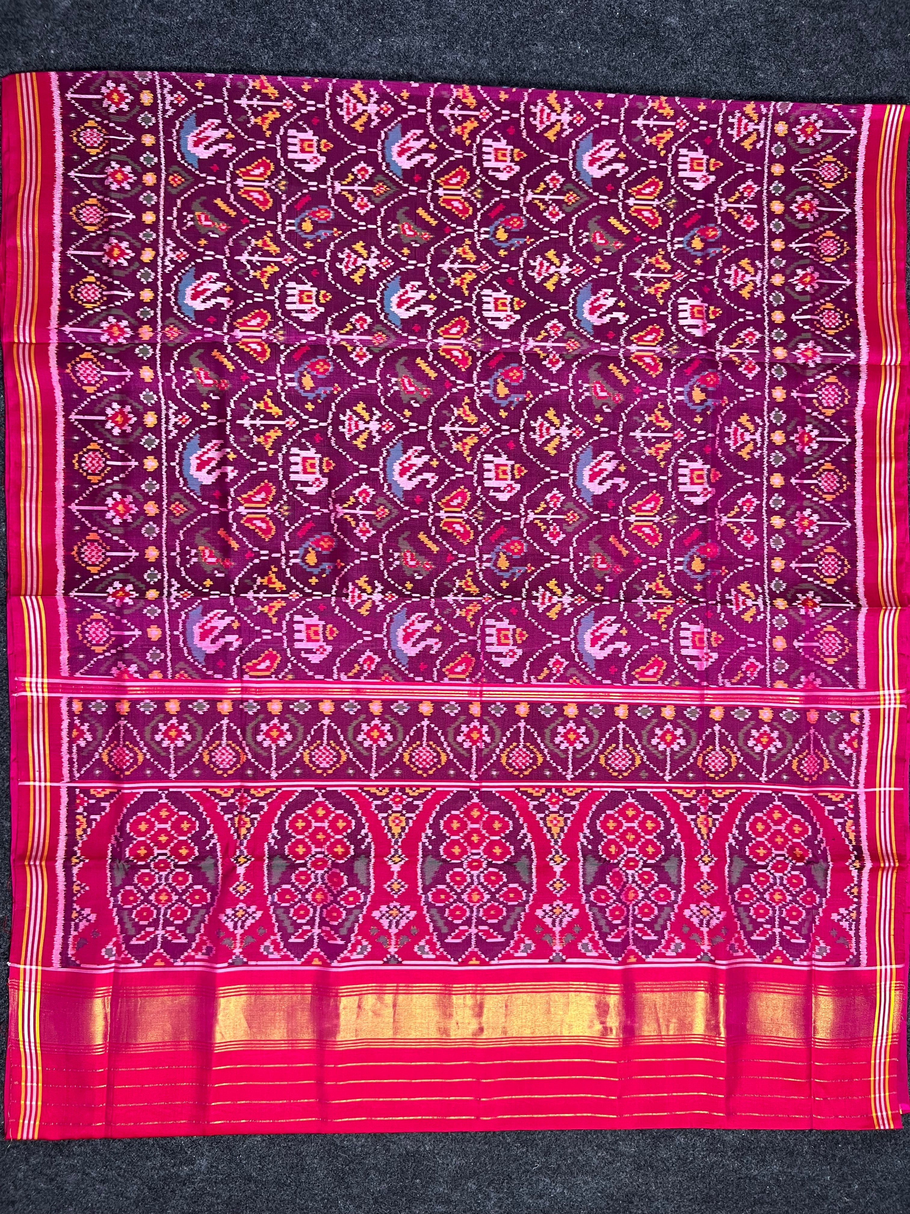 Purple Motif Design Handwoven Patola Silk Saree Secondary image