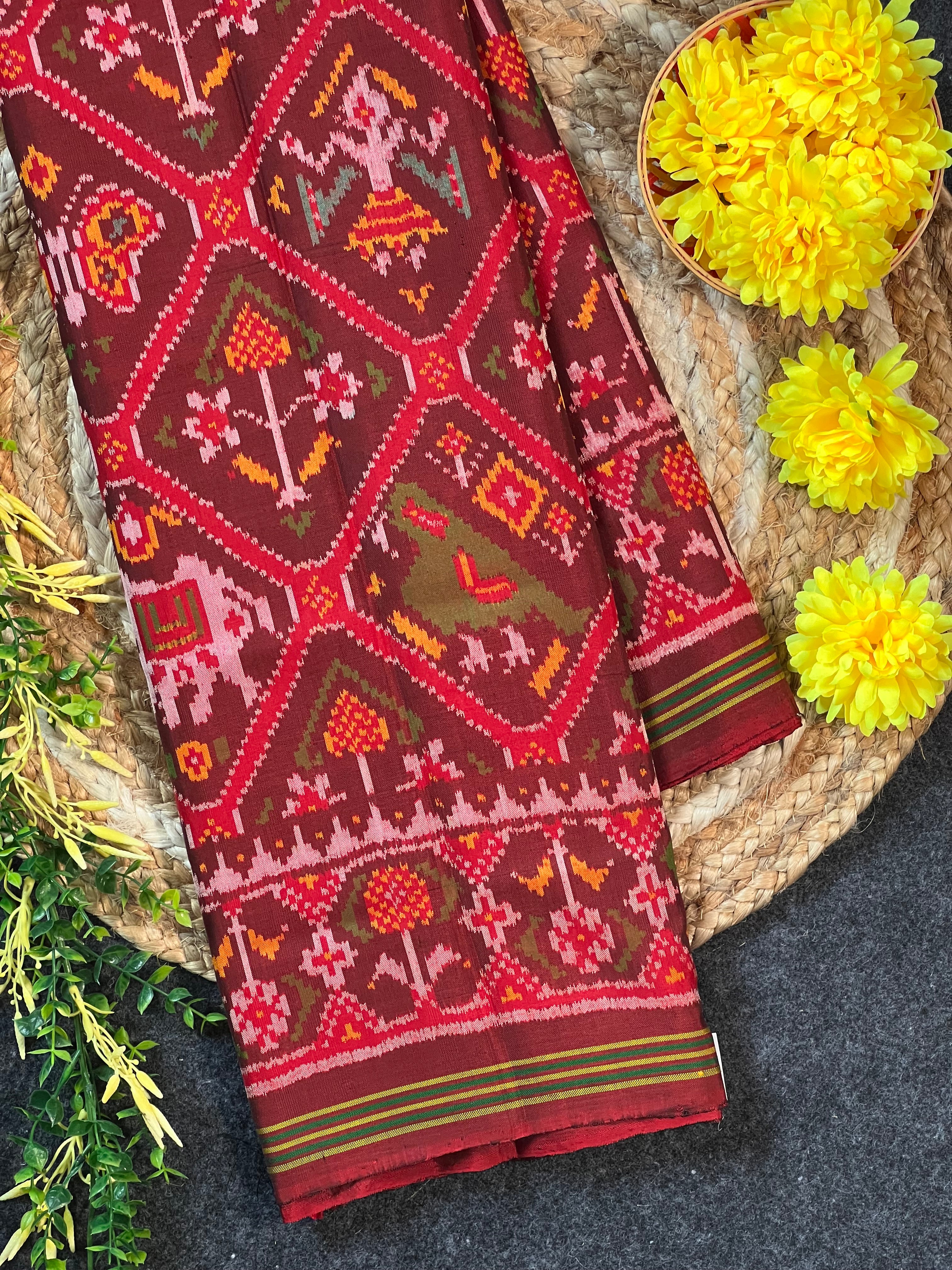 Handwoven Patola Silk Saree Adtala Design