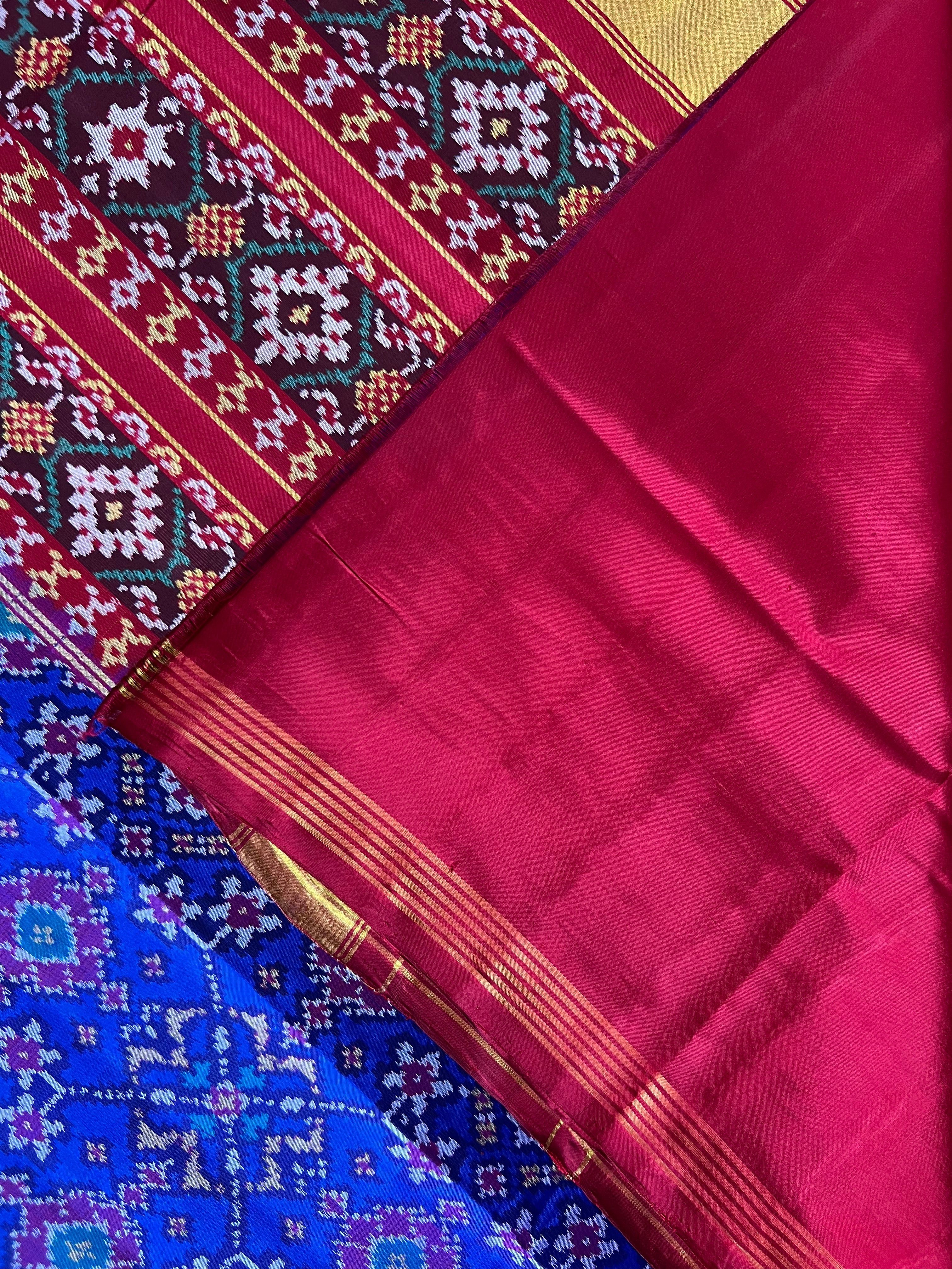 Blue Navratna Traditional Design Handwoven Patola Silk Saree