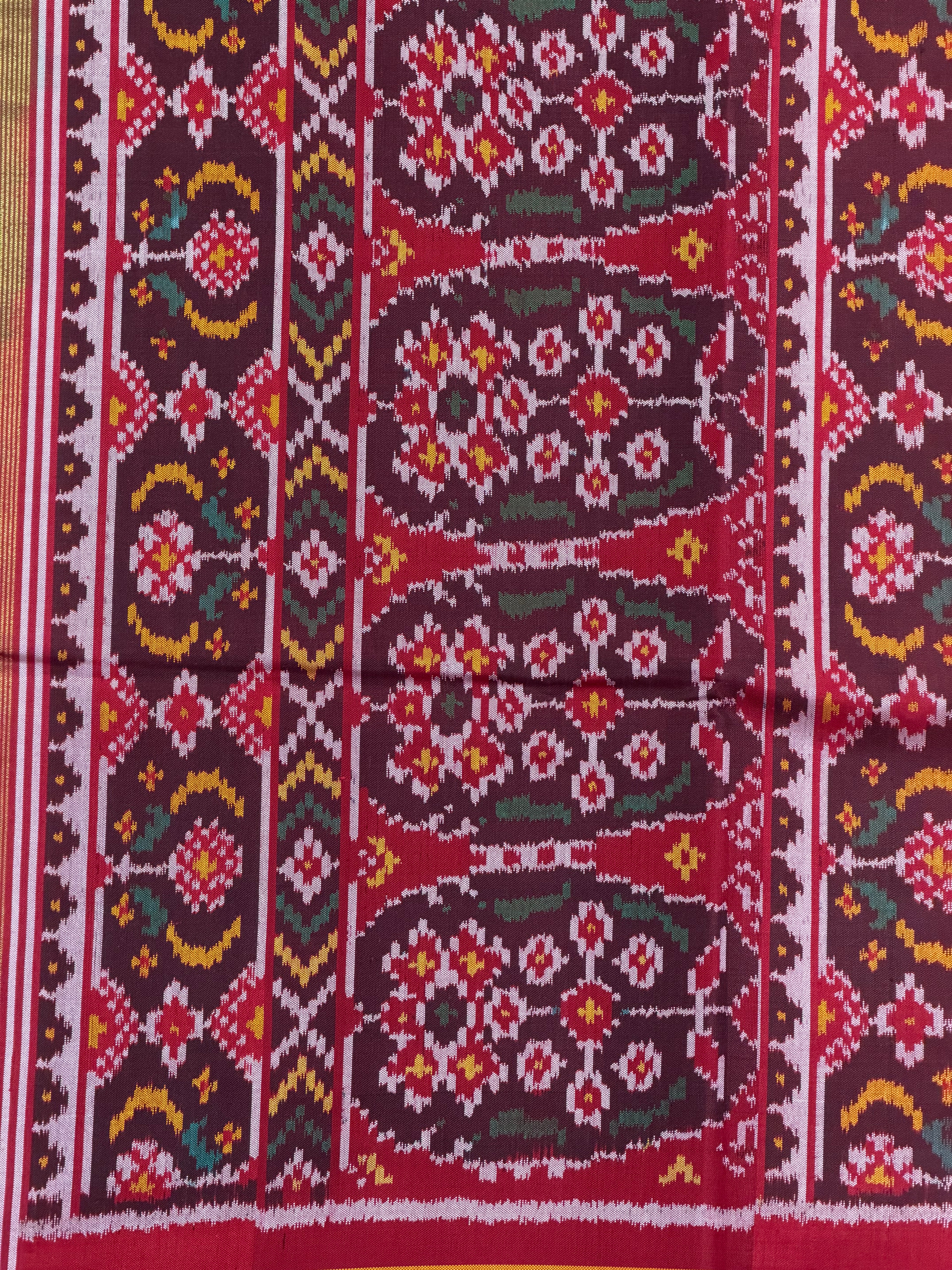 Half Motifs Design Handwoven Patola Silk Saree