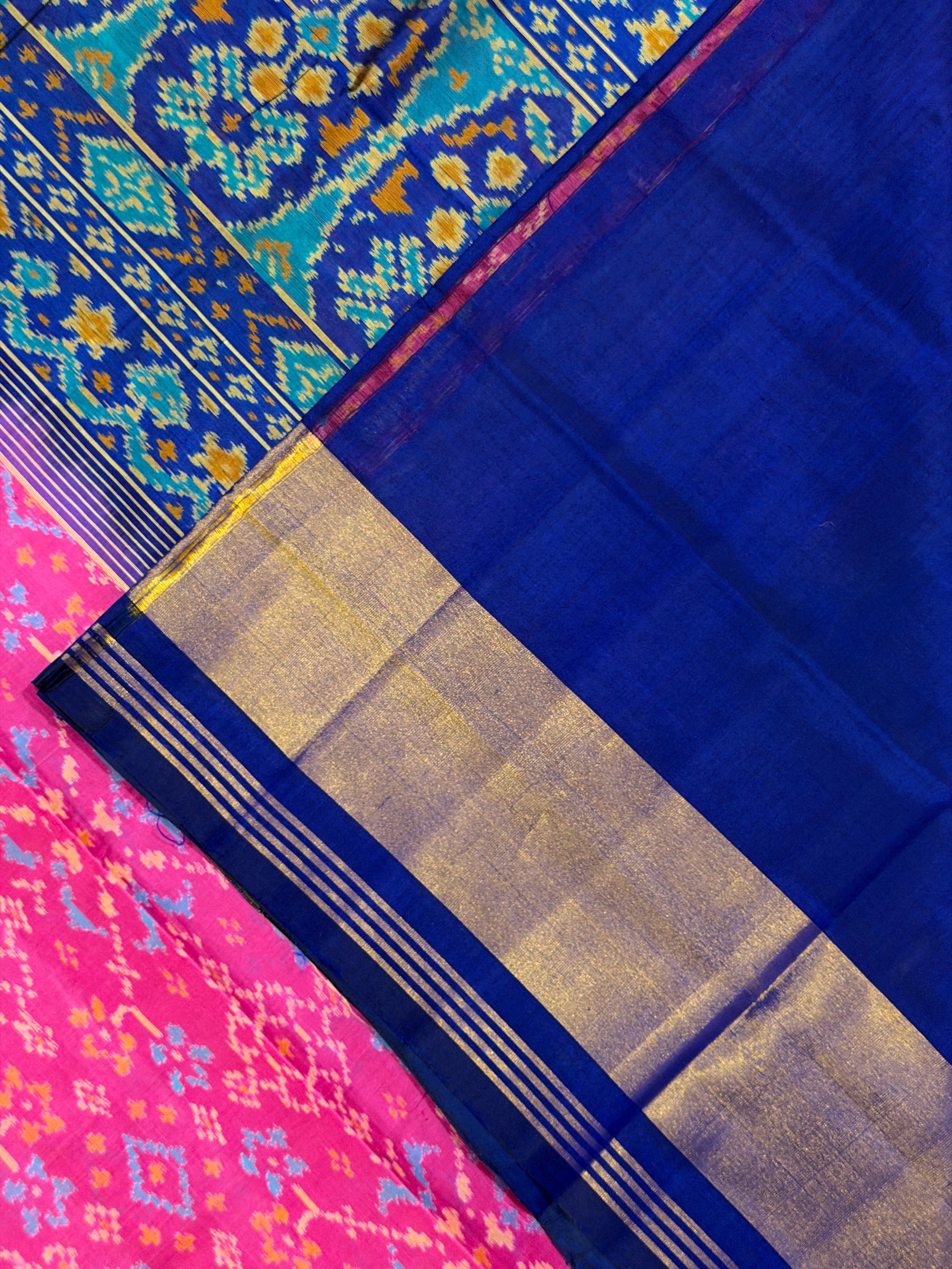Baby Pink Navratna Design Handwoven Patola Silk Saree