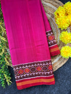 Plain Pink Gala Border With Designer Blouse Handwoven Patola Silk Saree