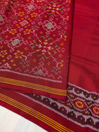 Plain Red Gala Border With Designer Blouse Handwoven Patola Silk Saree