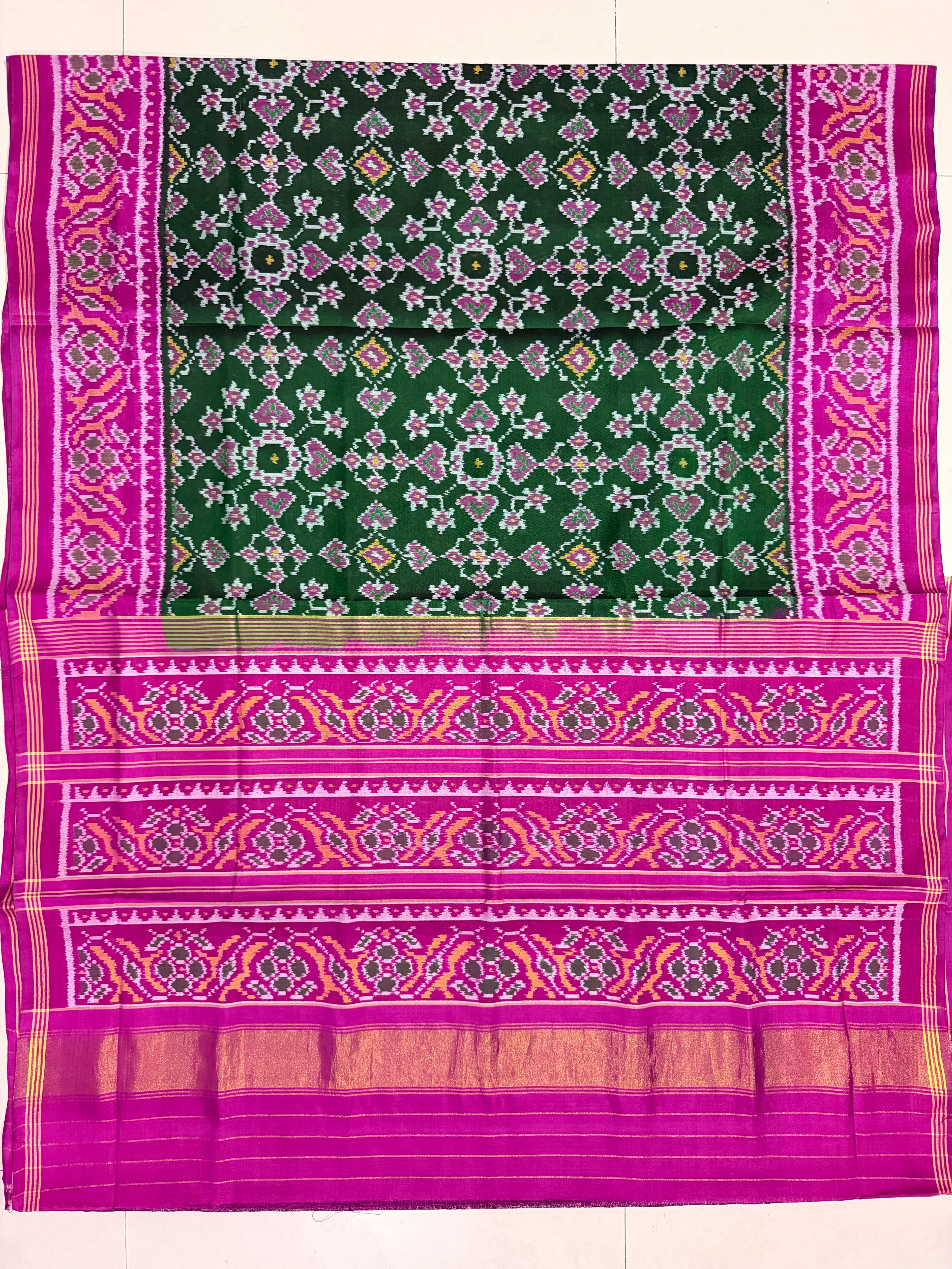 Navratna Manekchowk Design Handwoven Patola Silk Saree