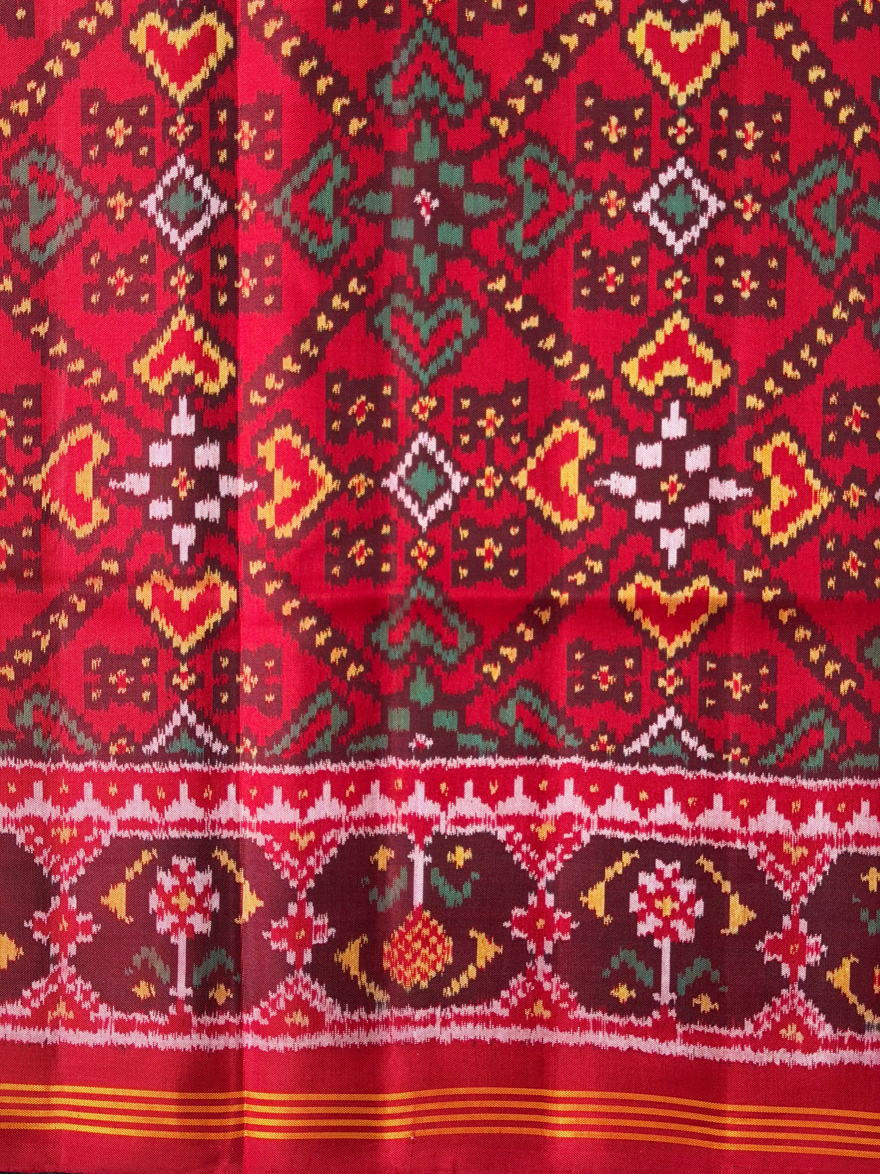 Red Color Traditional Design Handwoven Patola Silk Saree