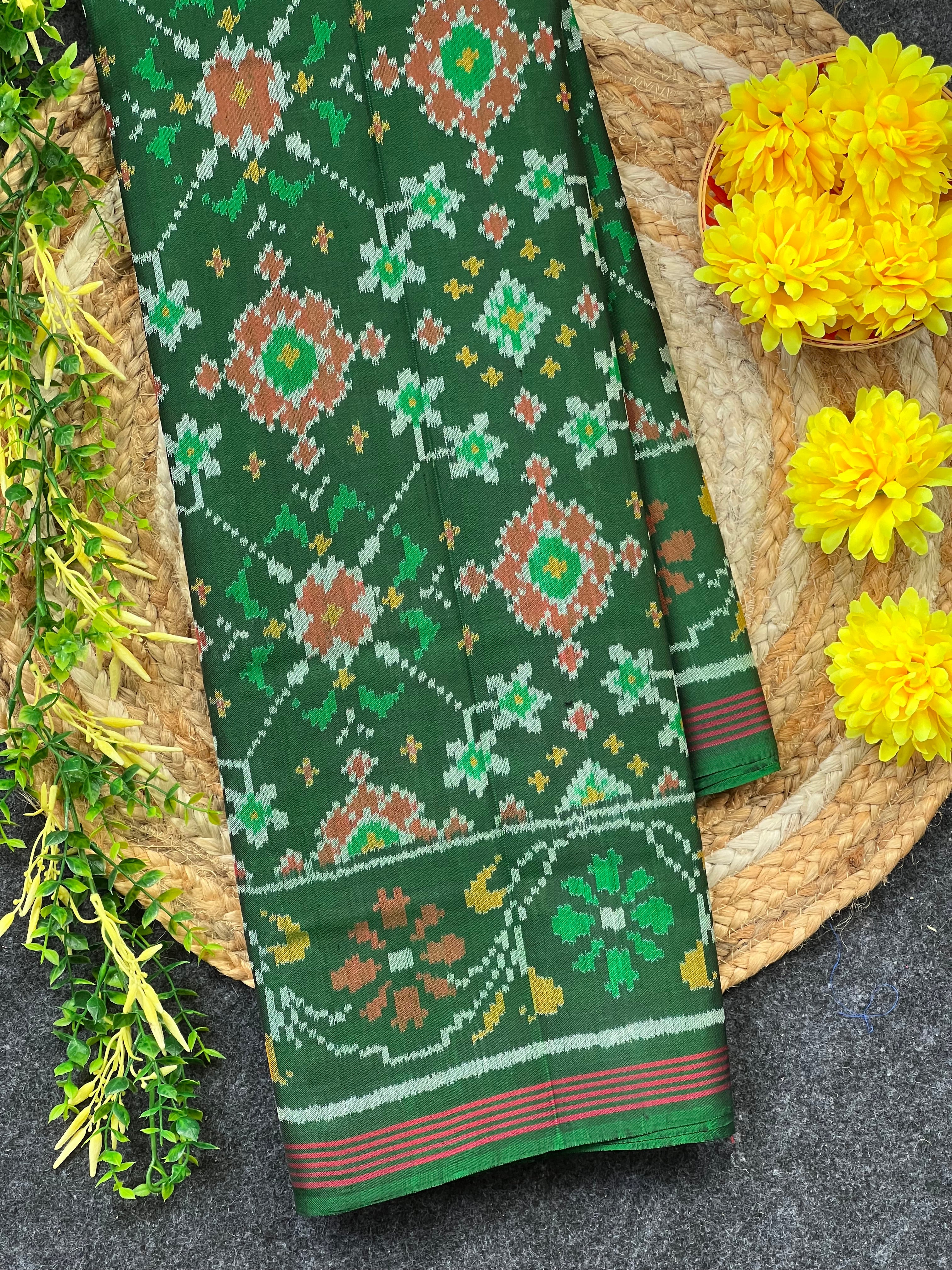 Navratna Traditional Design Handwoven Patola Silk Saree
