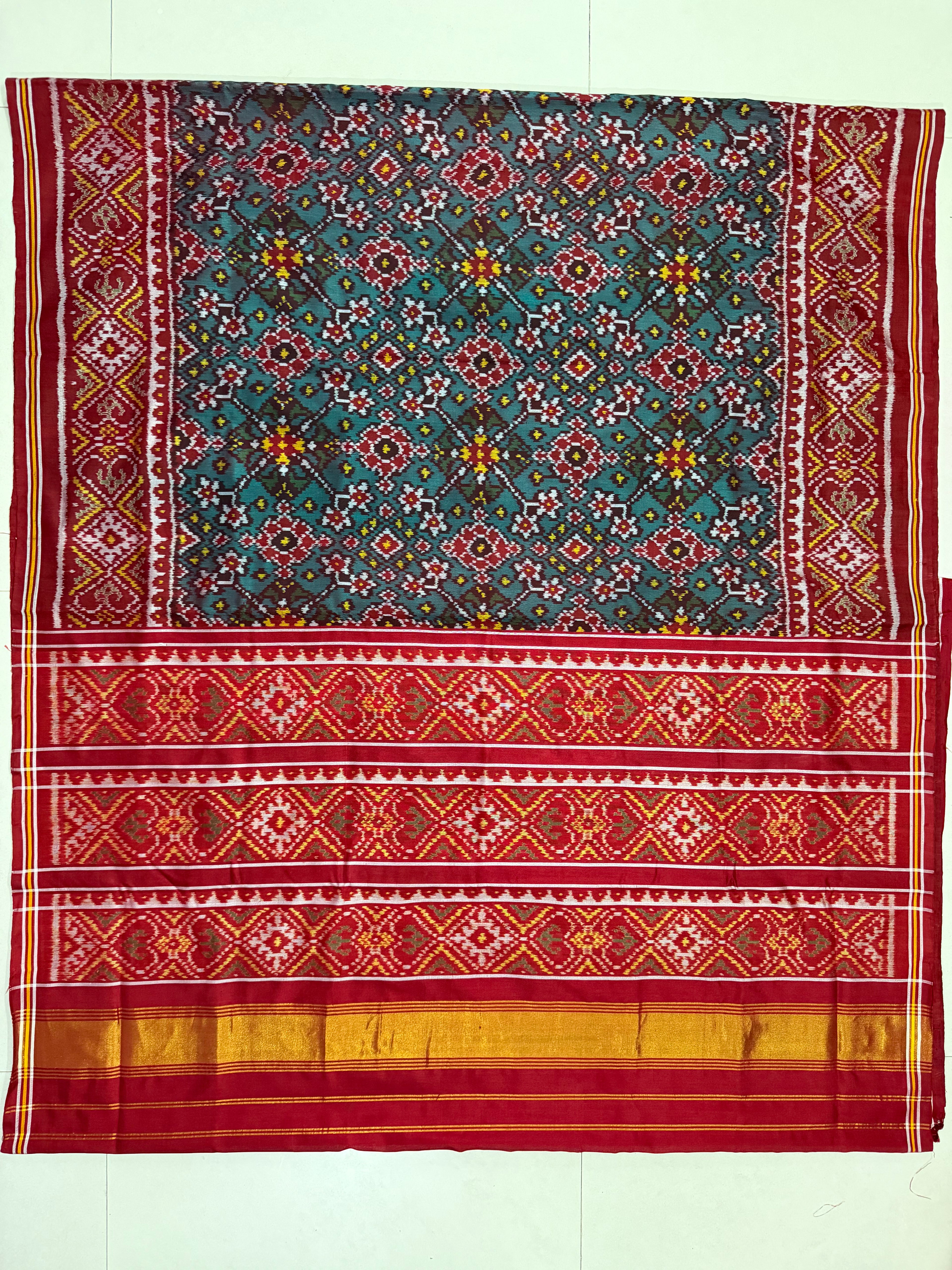Shaded Navratna Traditional Design Handwoven Patola Silk Saree