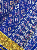 Blue Pan-Chanda Traditional Design Handwoven Patola Silk Saree