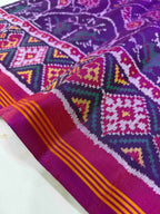 Magenta Color Motifs Design Handwoven Patola Silk Saree