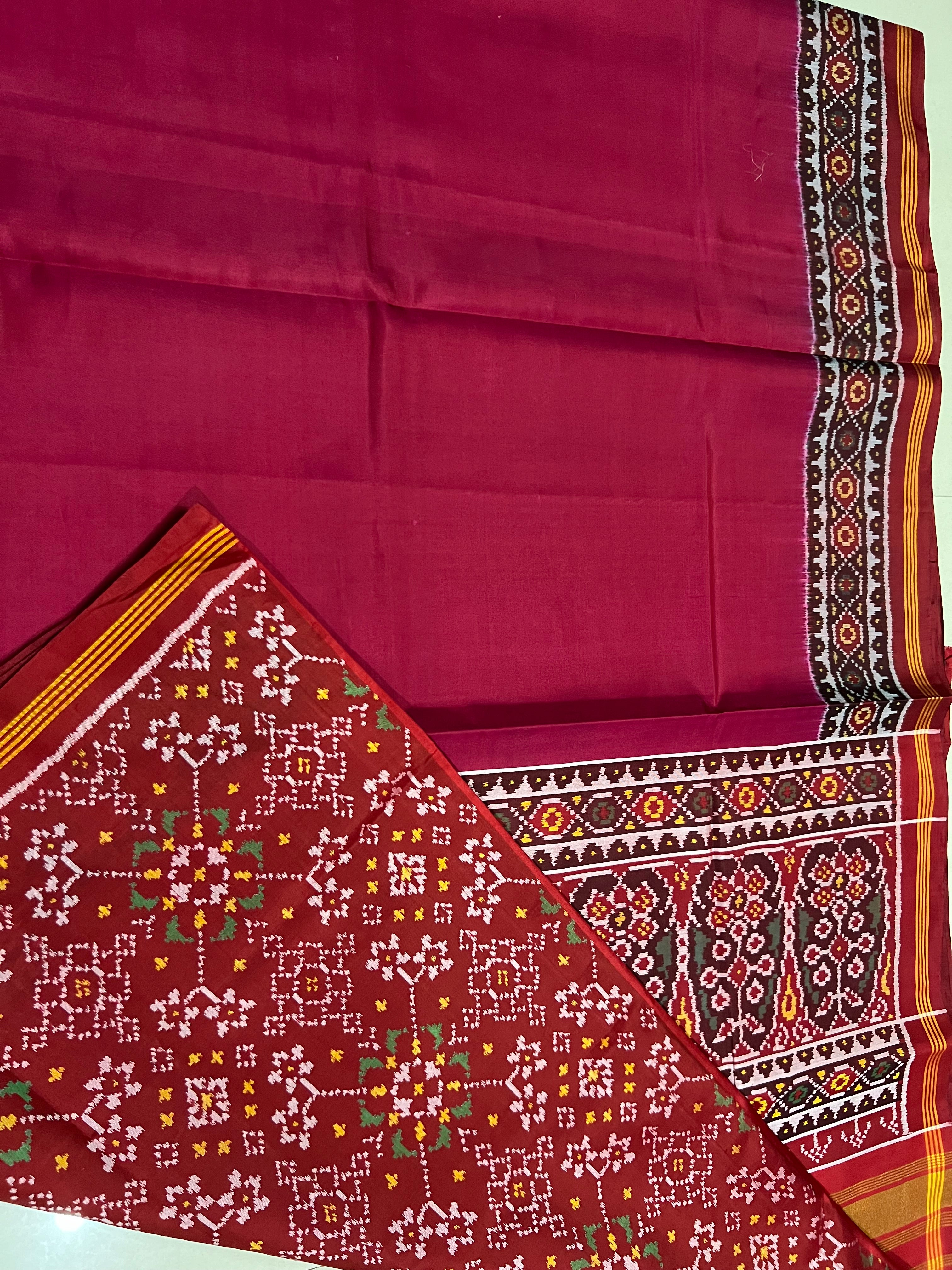 Pink Gala Border With Designer Blouse Handwoven Patola Silk Saree
