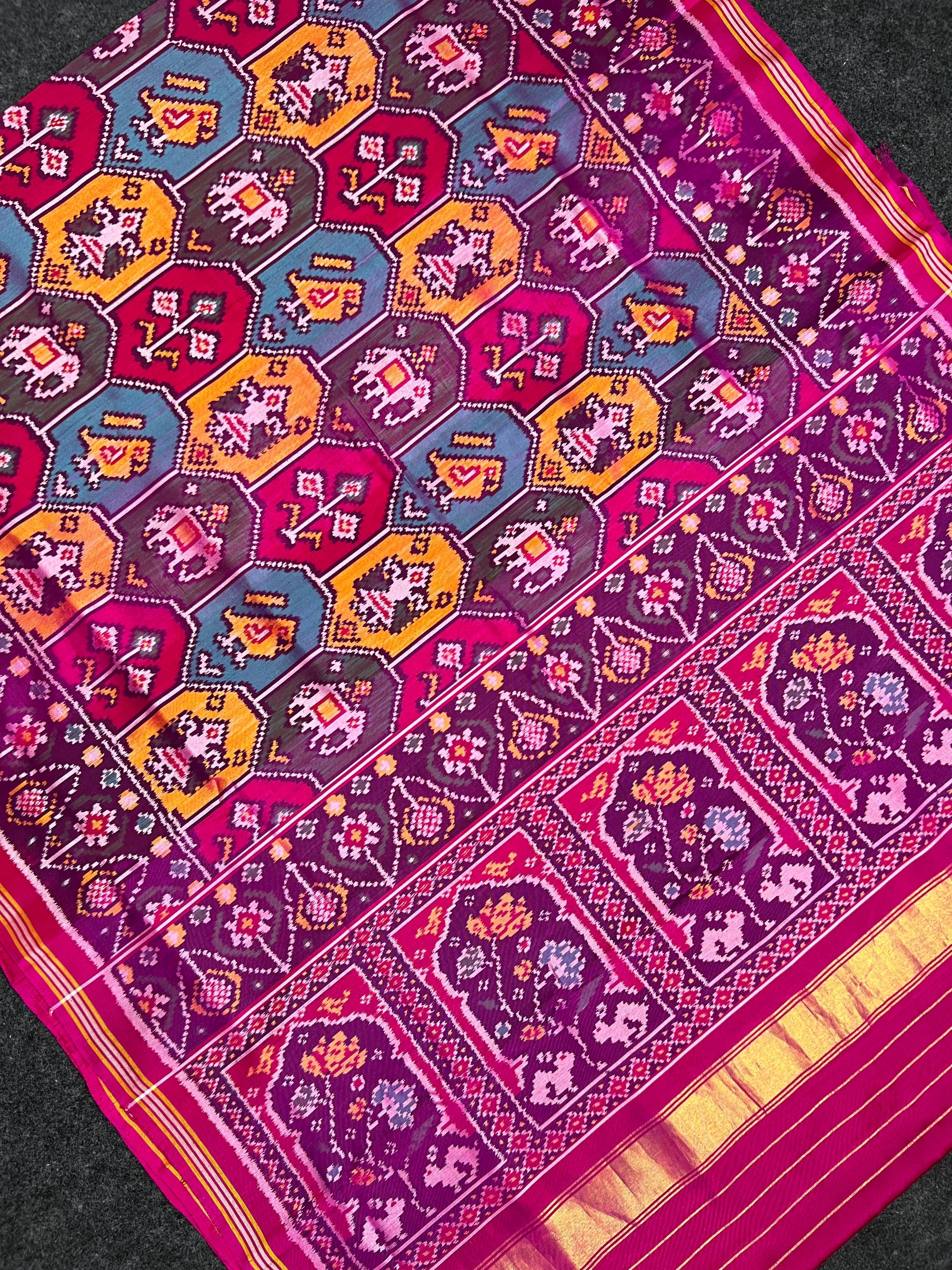 Multicolor Exclusive Design Handwoven Patola Silk Saree