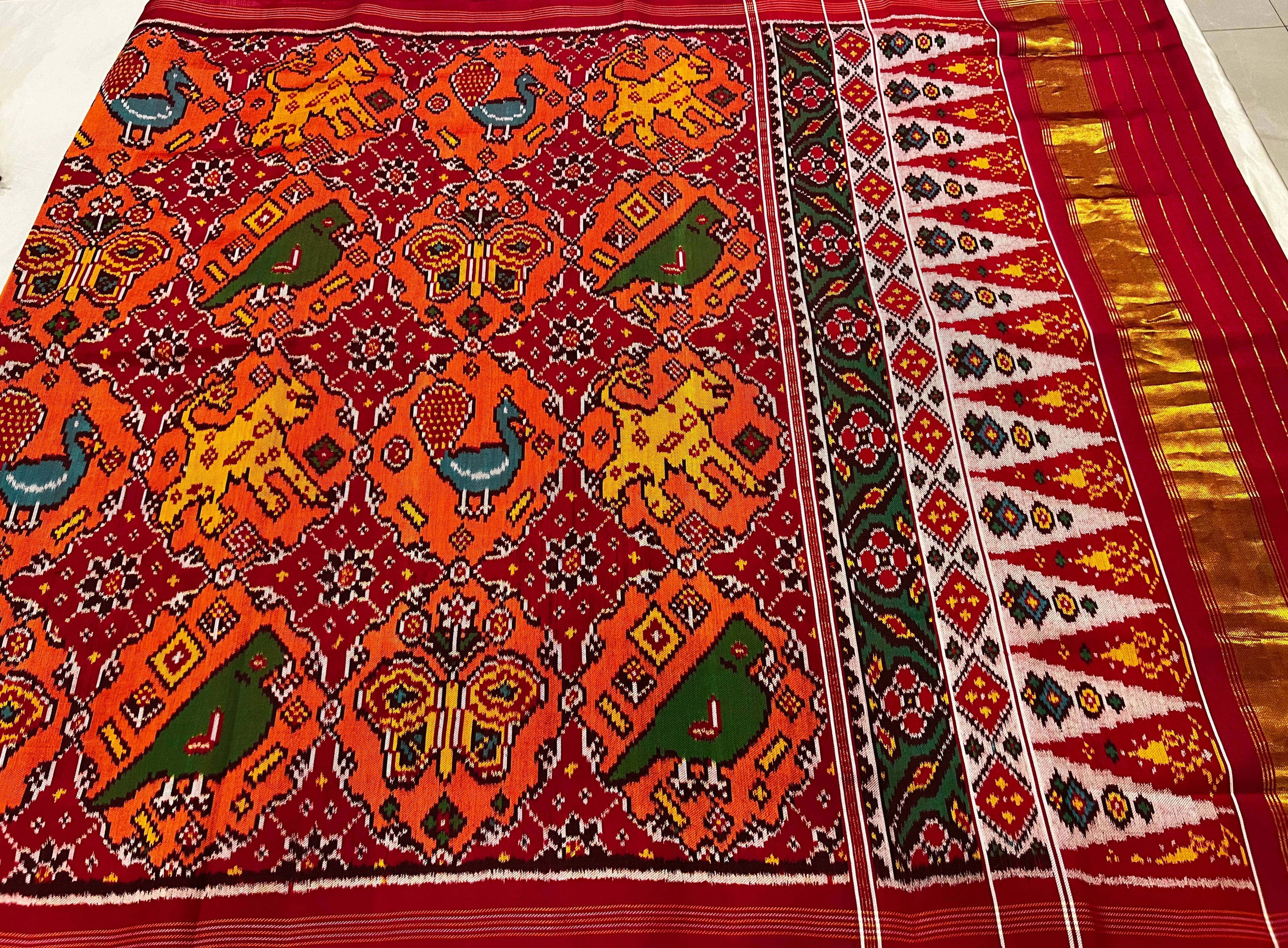 Handwoven Patola Silk Saree Twill Weaving