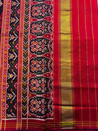 Handwoven Patola Silk Saree Twill Weaving  Star Motif