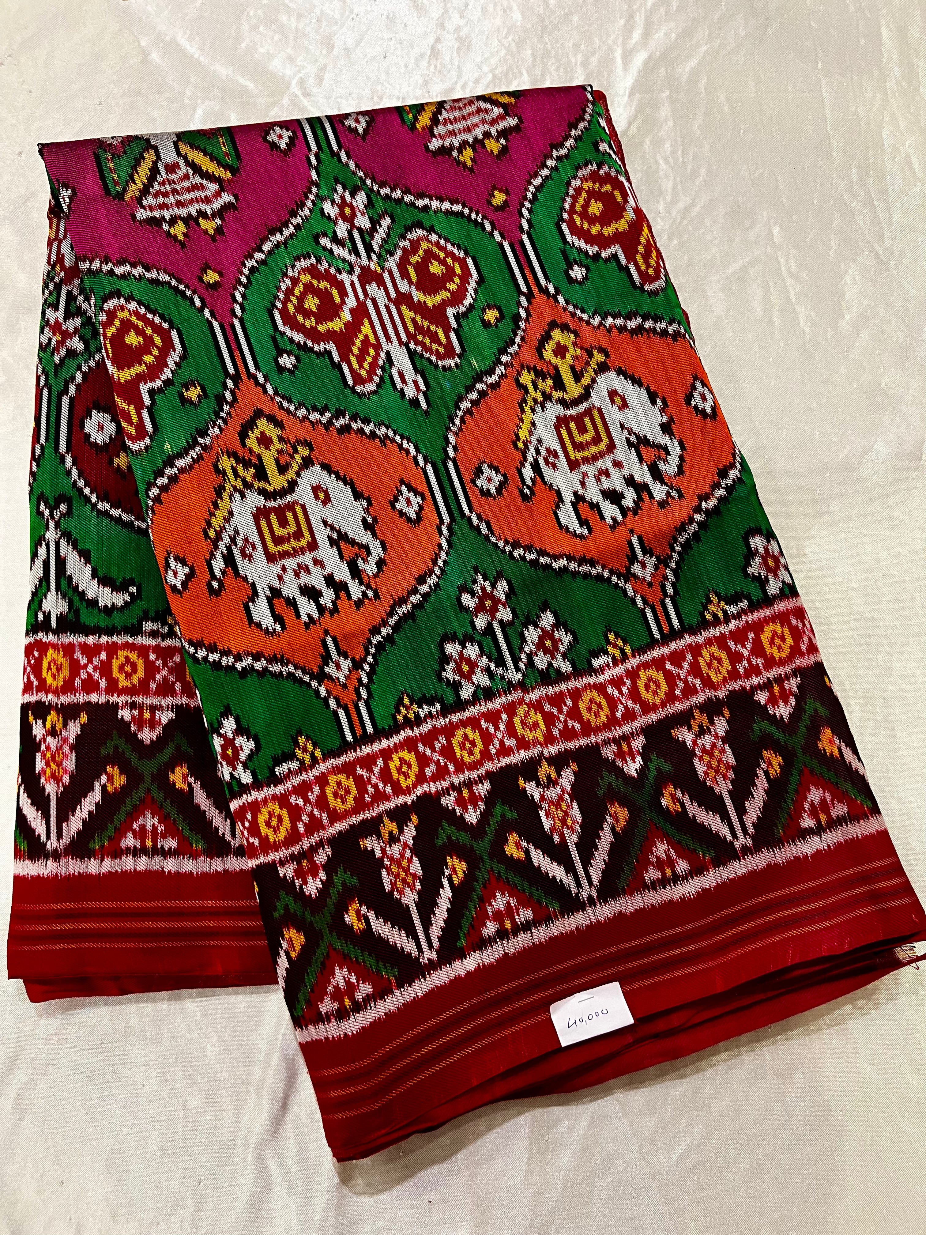 Twill Weaving Handwoven Patola Silk Saree