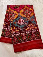 Twill Weaving Handwoven Patola Silk Saree Multi Figure