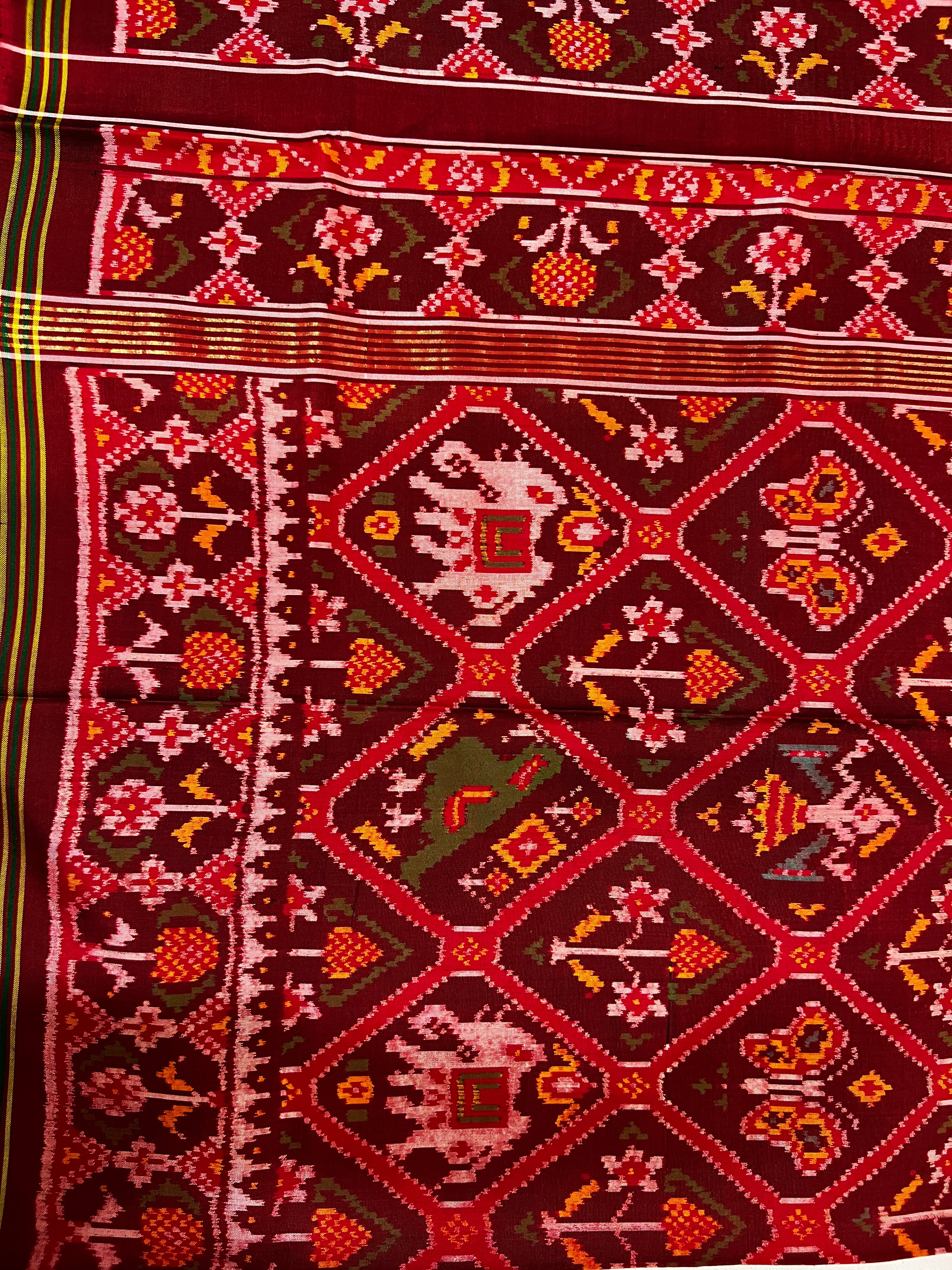 Handwoven Patola Silk Saree Adtala Design