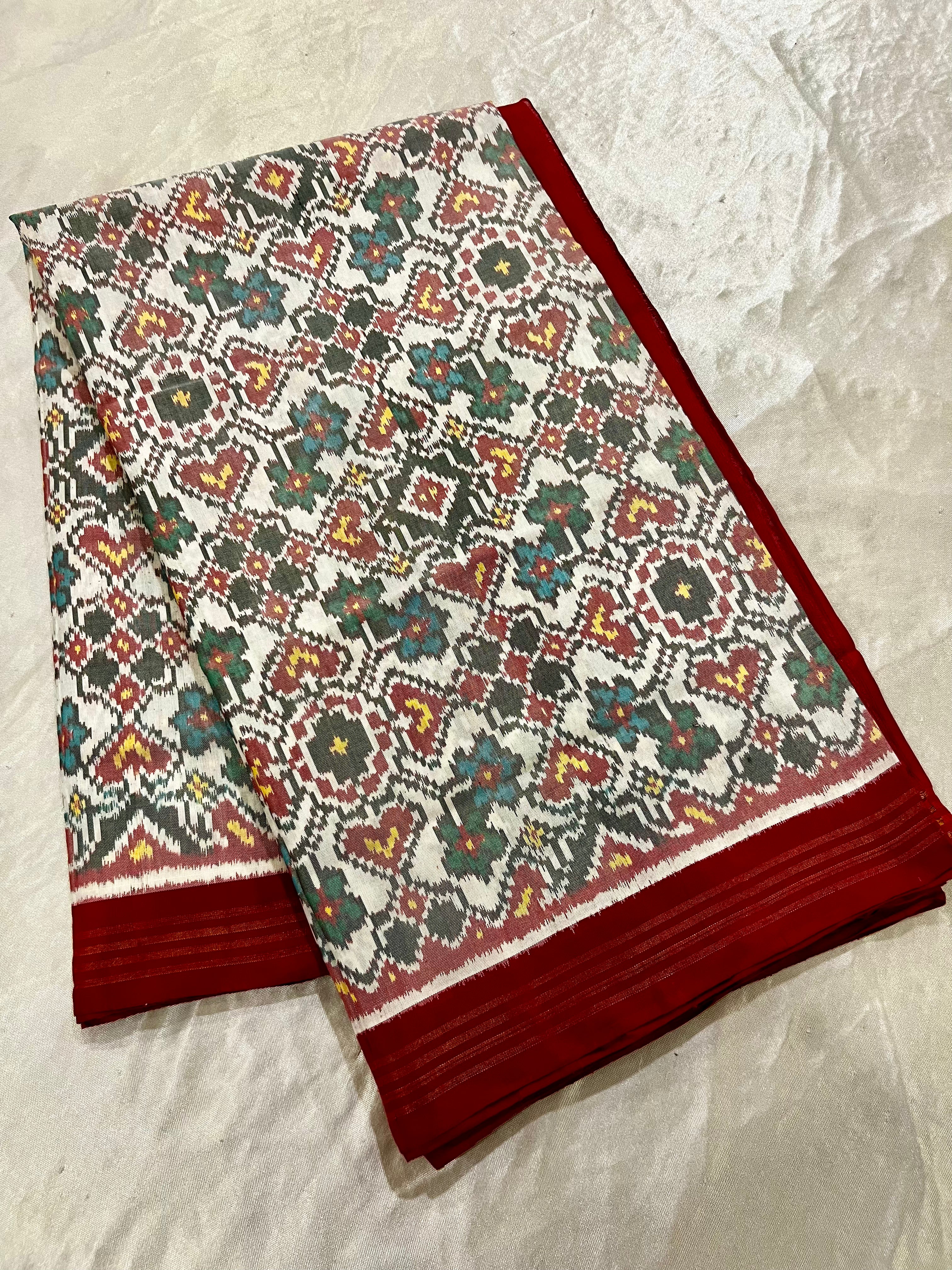 Handwoven Patola Silk Saree ManekChowk Mix