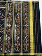 Handwoven Patola Silk Saree Black Chanda Bhat