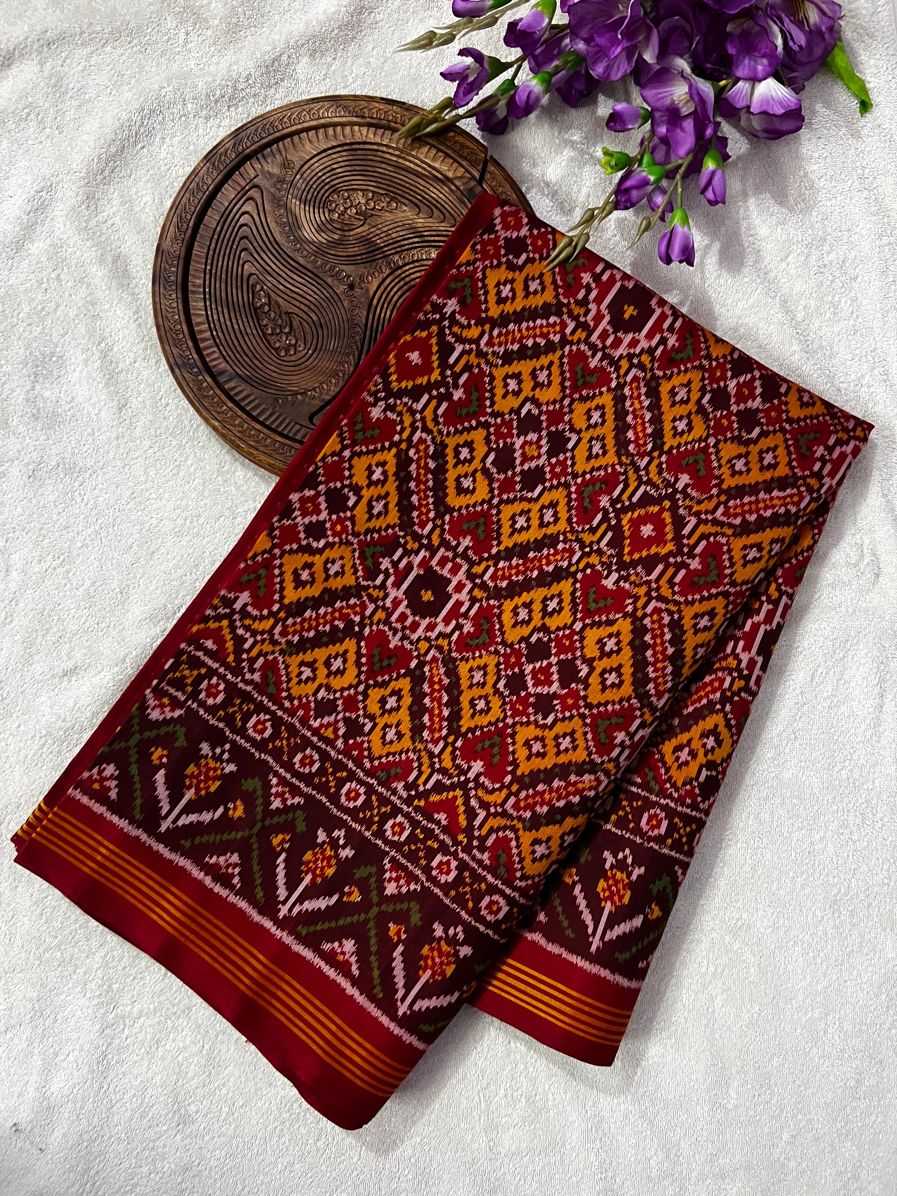 Handwoven Patola Silk Saree Yellow ManekChowk Main image