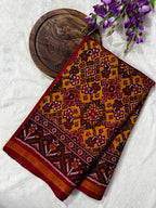 Handwoven Patola Silk Saree Yellow Navratna