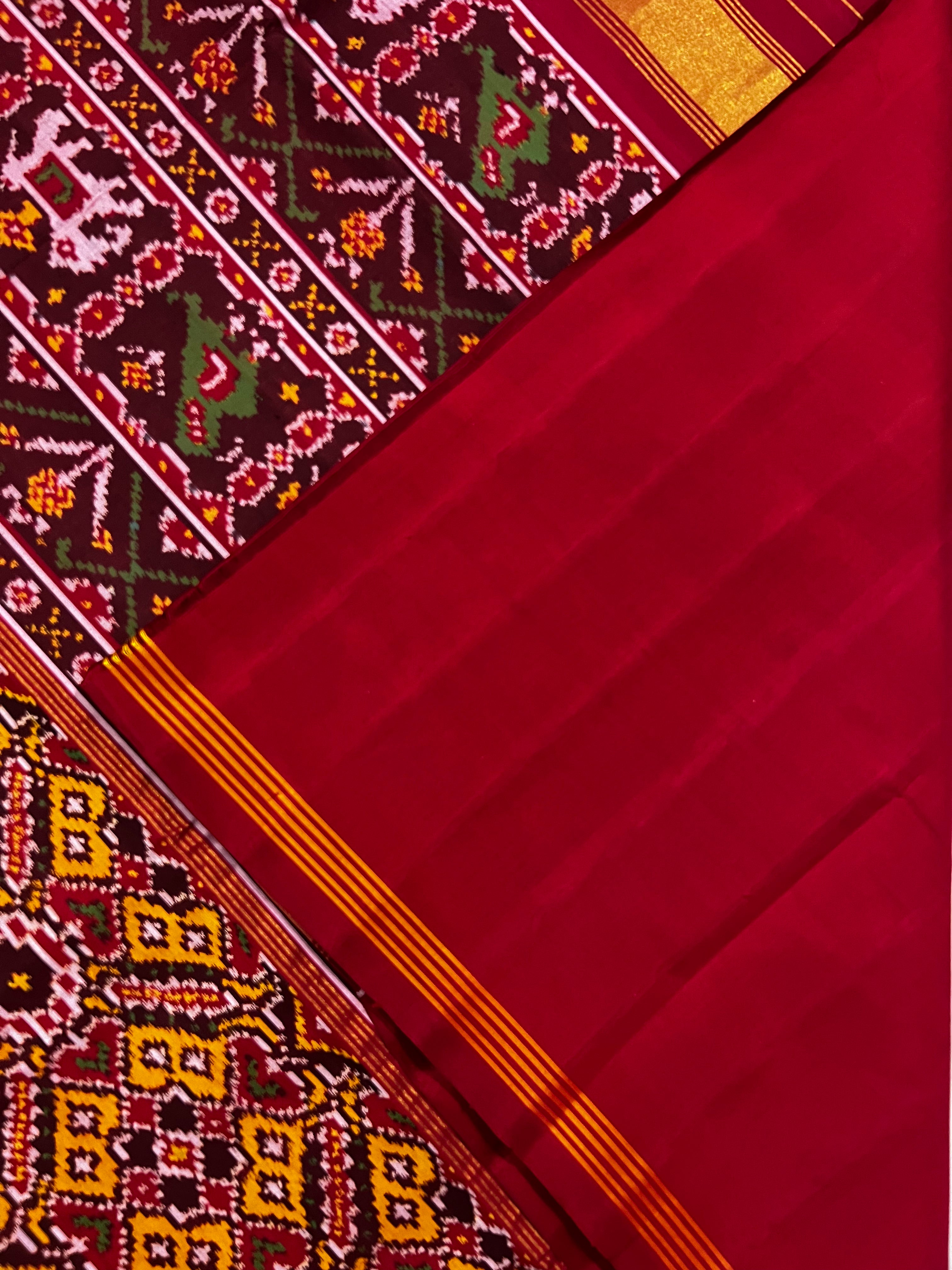 Handwoven Patola Silk Saree Yellow ManekChowk