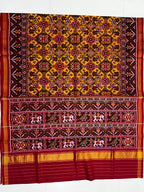 Handwoven Patola Silk Saree Yellow Navratna