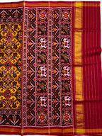 Handwoven Patola Silk Saree Yellow Navratna