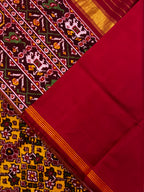 Handwoven Patola Silk Saree Yellow Navratna