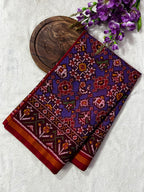 Handwoven Patola Silk Saree Purple Navatna Mix