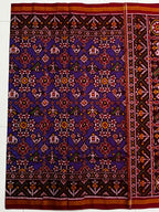 Handwoven Patola Silk Saree Purple Navatna Mix