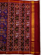 Handwoven Patola Silk Saree Purple Navatna Mix