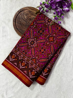 Handwoven Patola Silk Saree Manekchowk Pink and Red