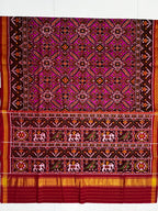 Handwoven Patola Silk Saree Manekchowk Pink and Red